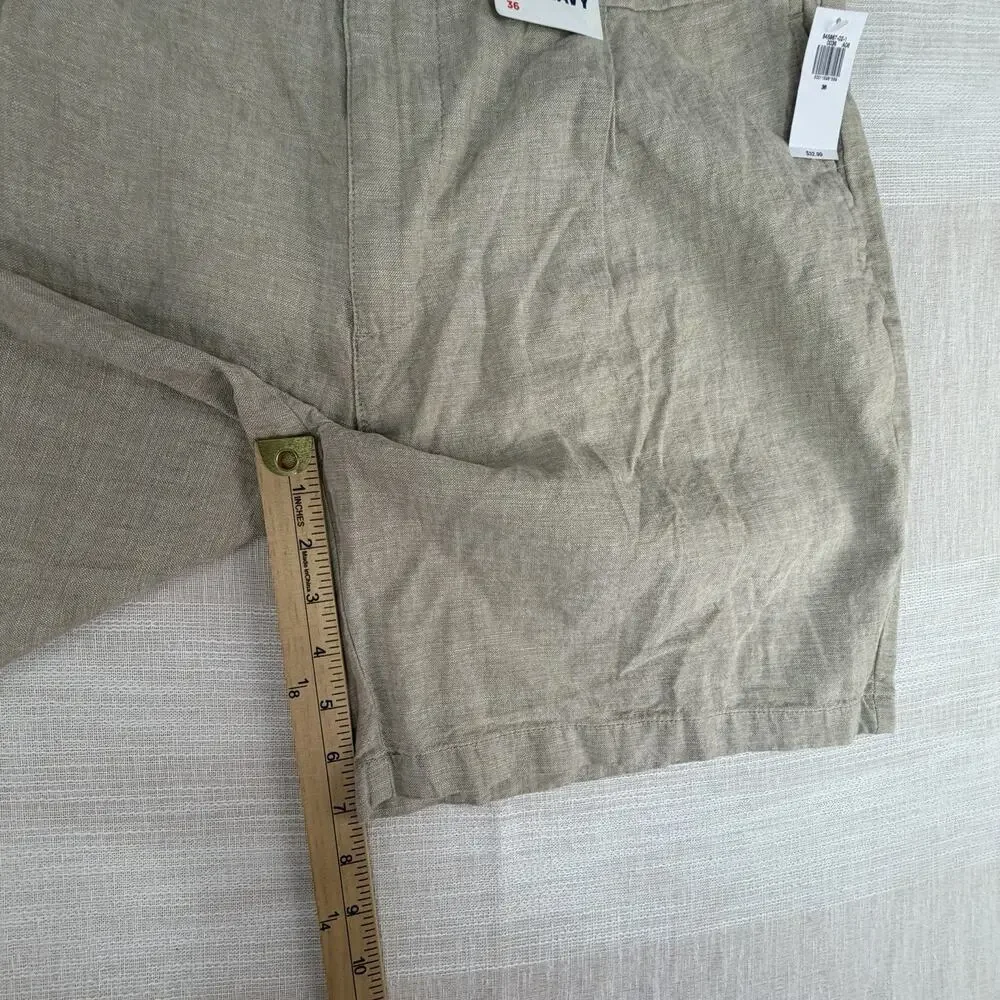 NWT Old Navy Men's 36 Slim Fit Shorts Pleated Linen Blend 7